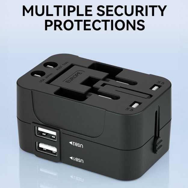 Wozinsky WUTWC Travel Adapter Universal 24W EU / US / AUS / UK / 2x USB-A - Black 6