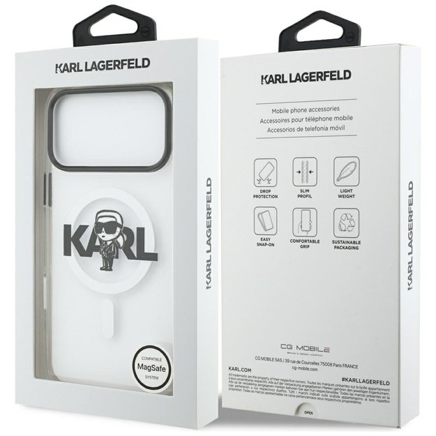 Karl Lagerfeld IML Karl Sketch Logo MagSafe Case for iPhone 17 Pro Max - Transparent 7