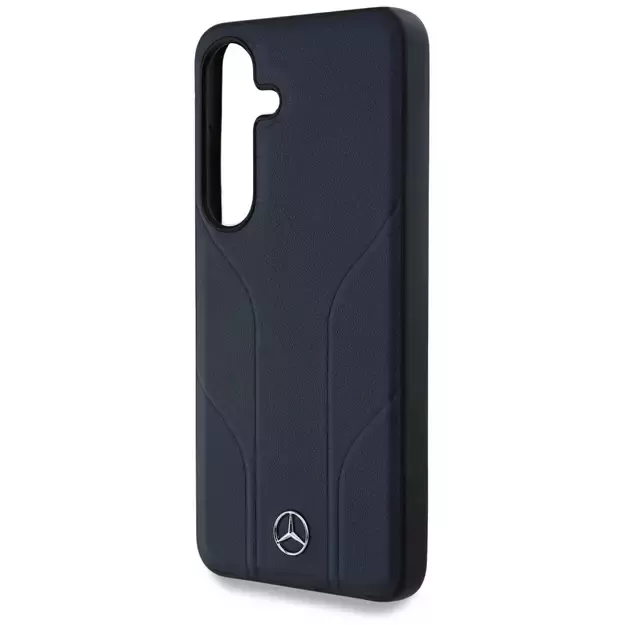 Mercedes Leather Debossed Lines MagSafe Case for Samsung Galaxy S25 - Blue 5