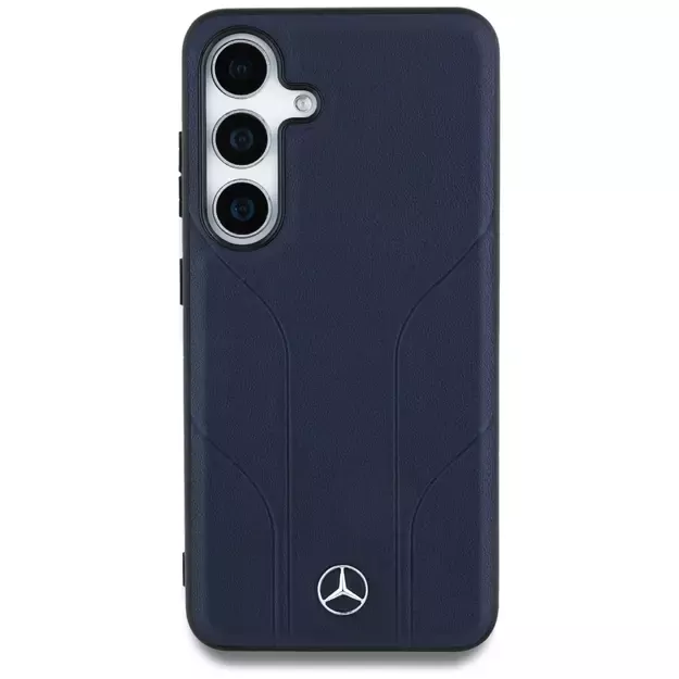 Mercedes Leather Debossed Lines MagSafe Case for Samsung Galaxy S25 - Blue 2