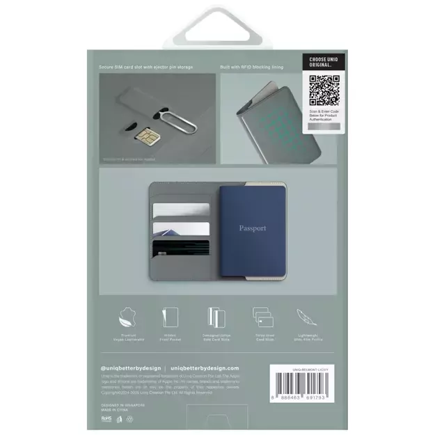 Uniq Belmont RFID Blocking Passport Case - Green/Ivory 6