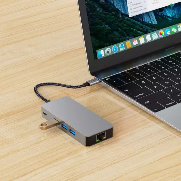 Tech-Protect HB05 HUB 9in1 USB-C + USB2.0 + USB3.0 + HDMI 4K 60HZ + SD / TF + PD100W + RJ45 adapter - gray 6