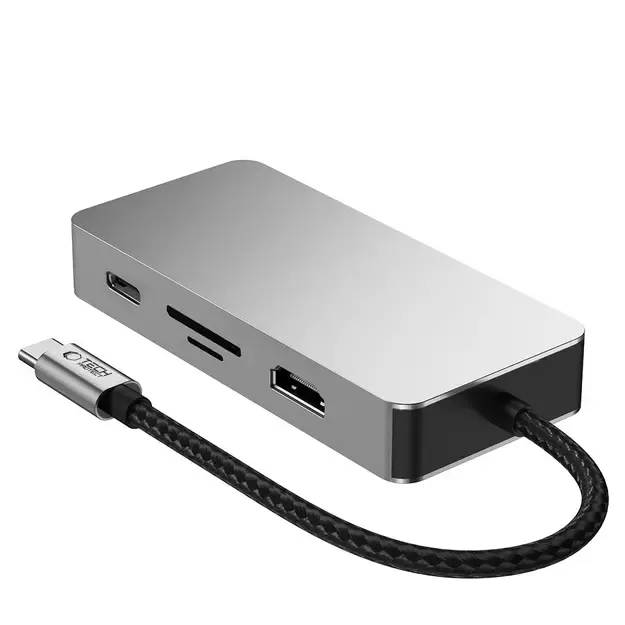 Tech-Protect HB05 HUB 9in1 USB-C + USB2.0 + USB3.0 + HDMI 4K 60HZ + SD / TF + PD100W + RJ45 adapter - gray 2