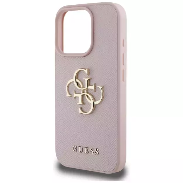 Guess Grained Big 4G Logo Small Classic Logo iPhone 16 Pro Max Case - Pink 12