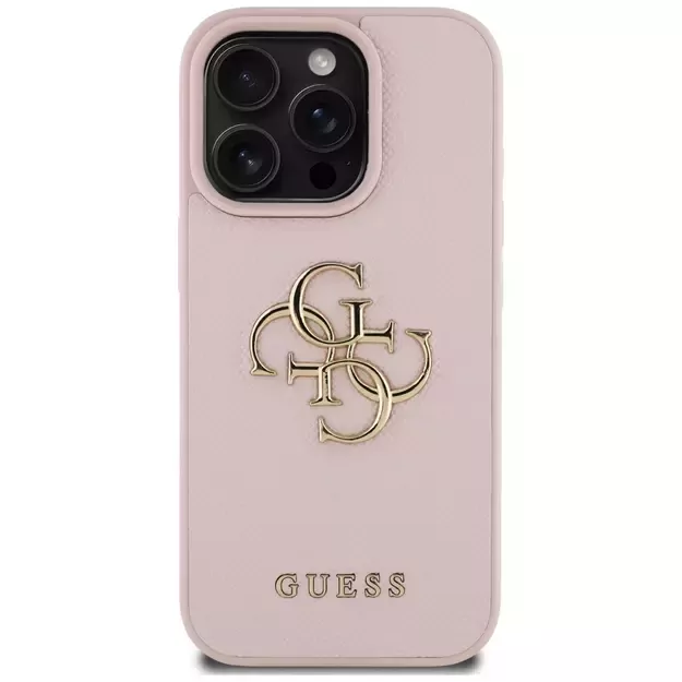 Guess Grained Big 4G Logo Small Classic Logo iPhone 16 Pro Max Case - Pink 9