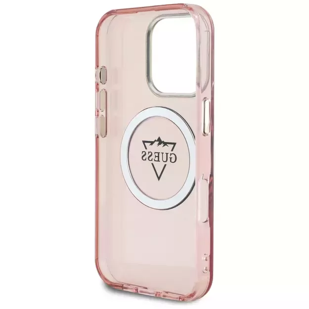 Guess IML Metal Mountain Logo MagSafe iPhone 16 Pro Case - Pink 13