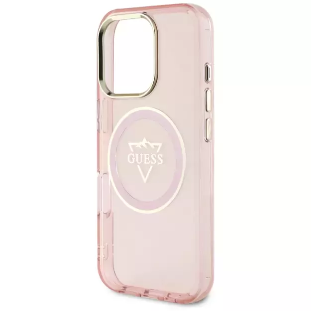 Guess IML Metal Mountain Logo MagSafe iPhone 16 Pro Case - Pink 12