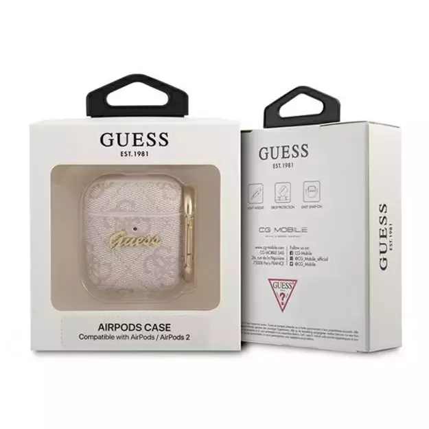 Guess 4G Script Metal Collection Case for AirPods 1 / 2 - Pink 4