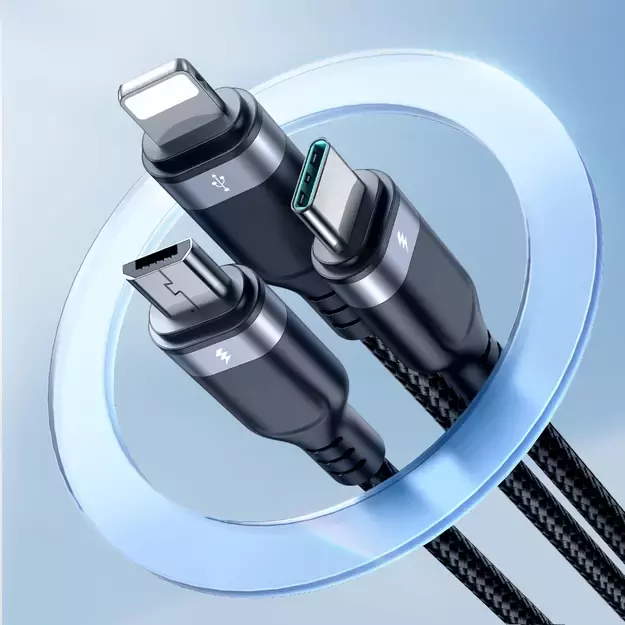 Joyroom Multi-Use Series S-A18 3in1 USB-A - Lightning / USB-C / micro USB cable 0.3m - black 12
