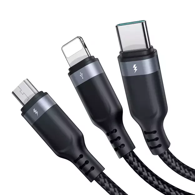 Joyroom Multi-Use Series S-A18 3in1 USB-A - Lightning / USB-C / micro USB cable 0.3m - black 2