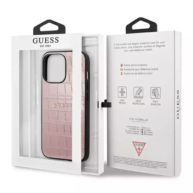 Guess Croco Strap Collection iPhone 13 Pro / 13 6.1&quot  Case - Pink 14