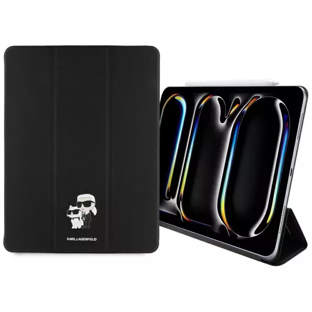 Karl Lagerfeld Saffiano Magnetic Karl &amp  Choupette iPad Pro 13&quot  2024 Book Cover Case - Black