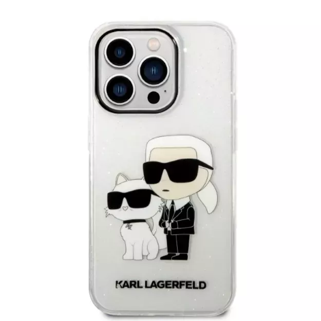Karl Lagerfeld Glitter Karl&amp Choupette Case for iPhone 14 Pro Max 6.7&quot  - Transparent 11