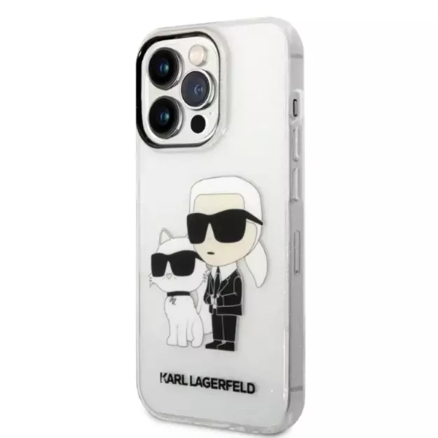 Karl Lagerfeld Glitter Karl&amp Choupette Case for iPhone 14 Pro Max 6.7&quot  - Transparent 10