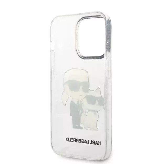 Karl Lagerfeld Glitter Karl&amp Choupette Case for iPhone 14 Pro Max 6.7&quot  - Transparent 1