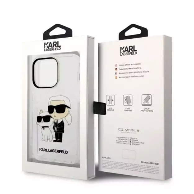Karl Lagerfeld Glitter Karl&amp Choupette Case for iPhone 14 Pro Max 6.7&quot  - Transparent 2