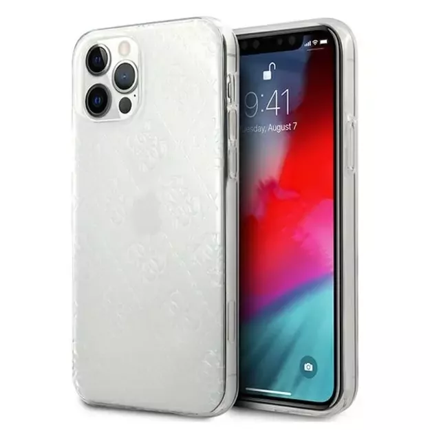 Guess GUHCP12L3D4GTR iPhone 12 Pro Max 6.7&quot  transparent hardcase 4G 3D Pattern Collection